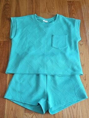 Textured Teal Two-Piece Lounge Set